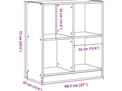 Bücherregale^vidaXL Bücherregal Räuchereiche 68,5x32x75 cm Holzwerkstoff