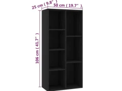 Regale Schwarz|Bücherregale^vidaXL Bücherregal 50x25x106 cm Holzwerkstoff 801108