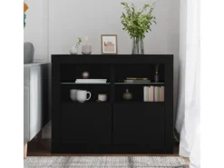 vidaXL Beistellschränke mit LED-Leuchten 2 Stk Schwarz Holzwerkstoff