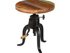 Tische^vidaXL Beistelltisch 45 x 45-62 cm Altholz Massiv und Gusseisen 247588