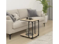 vidaXL Beistelltisch mit Rollen Sonoma 50x35x55,5 cm Holzwerkstoff