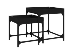 vidaXL Beistelltische 2 Stk. Schwarz Holzwerkstoff
