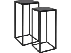 Tische^vidaXL Beistelltische 2 Stk. Schwarz Stahl