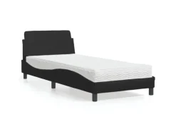 Betten^vidaXL Bett mit Matratze Schwarz 90x200 cm Kunstleder Modell 12007232