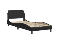 Betten^vidaXL Bett mit Matratze Schwarz 90x200 cm Kunstleder Modell 12007232