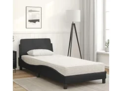 Betten^vidaXL Bett mit Matratze Schwarz 90x200 cm Kunstleder Modell 12007232