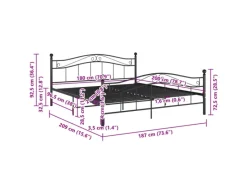 Betten^vidaXL Bett Schwarz Metall 180x200 cm Modell 11115684