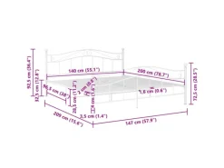 Betten^vidaXL Bett Weiß Metall 140x200 cm Modell 11115663