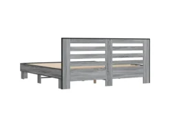 vidaXL Bettgestell Grau Sonoma 200x200 cm Holzwerkstoff und Metall 3280085