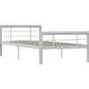 Betten^vidaXL Bettgestell Grau und Weiß Metall 100 x 200 cm618326