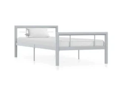 Betten^vidaXL Bettgestell Grau und Weiß Metall 100 x 200 cm618326