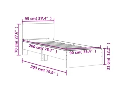 vidaXL Bettgestell mit Kopfteil 90x200 cm Holzwerkstoff 838624
