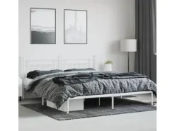 vidaXL Bettgestell mit Kopfteil Metall Weiß 200x200 cm Modell 31846457