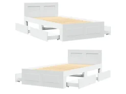 Betten^vidaXL Bettgestell mit Kopfteil ohne Matratze Weiß 100x200 cm 3295576