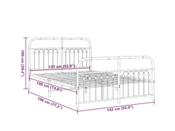Betten^vidaXL Bettgestell mit Kopf- und Fußteil Metall 137x190 cm 376666