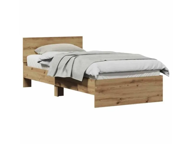 Betten^vidaXL Bettrahmen mit Kopfteil Artisan-Eiche 90 x 200 cm Holzwerkstoff 871655