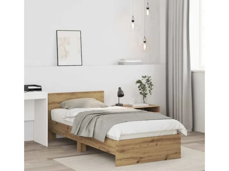Betten^vidaXL Bettrahmen mit Kopfteil Artisan-Eiche 90 x 200 cm Holzwerkstoff 871655