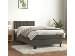Betten^vidaXL Boxspringbett mit Matratze Dunkelgrau 90x200 cm Samt1348800