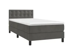 Betten^vidaXL Boxspringbett mit Matratze Dunkelgrau 90x200 cm Samt1348800