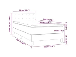 Betten^vidaXL Boxspringbett mit Matratze Dunkelgrau 90x200 cm Samt1348800