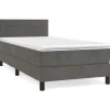 Betten^vidaXL Boxspringbett mit Matratze Dunkelgrau 90x200 cm Samt1389956