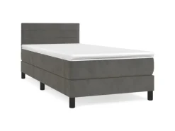 Betten^vidaXL Boxspringbett mit Matratze Dunkelgrau 90x200 cm Samt1389956