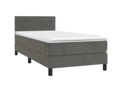 Betten^vidaXL Boxspringbett mit Matratze Dunkelgrau 90x200 cm Samt1389956