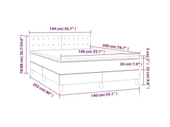 vidaXL Boxspringbett mit Matratze Dunkelgrau 140x200 cm Samt1399197