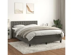 vidaXL Boxspringbett mit Matratze Dunkelgrau 140x200 cm Samt1399197