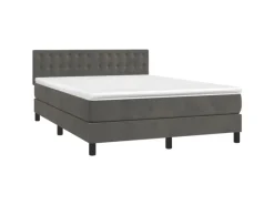 vidaXL Boxspringbett mit Matratze Dunkelgrau 140x200 cm Samt1399197