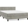 Betten^vidaXL Boxspringbett mit Matratze Hellgrau 140x200 cm Samt1389952