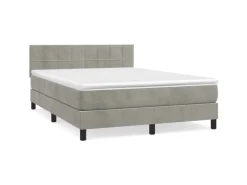 Betten^vidaXL Boxspringbett mit Matratze Hellgrau 140x200 cm Samt1389952