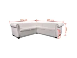 Sofas^vidaXL Chesterfield Ecksofa 5-Sitzer Kunstleder Weiß