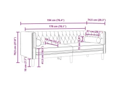 Sofas^vidaXL Chesterfield-Sofa mit Nackenrollen 3-Sitzer Hellgrau Samt 2157821
