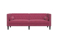 Sofas^vidaXL Chesterfield-Sofa mit Nackenrollen 3-Sitzer Weinrot Samt 2144773