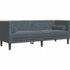 Sofas^vidaXL Chesterfield-Sofa mit Nackenrollen 3-Sitzer Dunkelgrau Samt 2162728