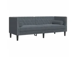 Sofas^vidaXL Chesterfield-Sofa mit Nackenrollen 3-Sitzer Dunkelgrau Samt 2162728