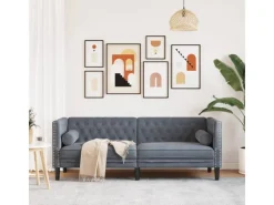 Sofas^vidaXL Chesterfield-Sofa mit Nackenrollen 3-Sitzer Dunkelgrau Samt 2162728