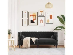 Sofas^vidaXL Chesterfield-Sofa mit Nackenrollen 2-Sitzer Schwarz Samt 2144771