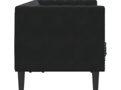 Sofas^vidaXL Chesterfield-Sofa mit Nackenrollen 2-Sitzer Schwarz Samt 2144771
