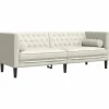 Sofas^vidaXL Chesterfield-Sofa mit Nackenrollen 3-Sitzer Creme Samt 2157823