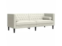 Sofas^vidaXL Chesterfield-Sofa mit Nackenrollen 3-Sitzer Creme Samt 2157823