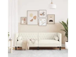 Sofas^vidaXL Chesterfield-Sofa mit Nackenrollen 3-Sitzer Creme Samt 2157823