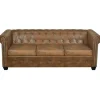 vidaXL Chesterfield-Sofa 3-Sitzer Kunstleder Braun