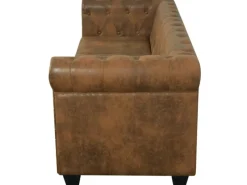 vidaXL Chesterfield-Sofa 3-Sitzer Kunstleder Braun