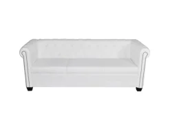 vidaXL Chesterfield-Sofa 3-Sitzer Kunstleder Weiß