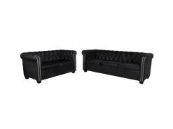 vidaXL Chesterfield-Sofas 2-Sitzer und 3-Sitzer Kunstleder Schwarz