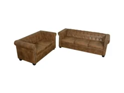 Sofas^vidaXL Chesterfield-Sofas 2-Sitzer und 3-Sitzer Braun