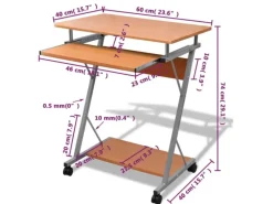 Tische^vidaXL Computertisch Computerwagen PC Tisch Bürotisch Laptop auf Rollen 20052