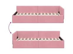 vidaXL Eckbettgestell mit Kopfteil 100 x 200 cm Stoff 42016094